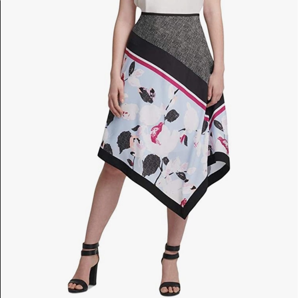 DKNY Asymmetrical Floral Skirt